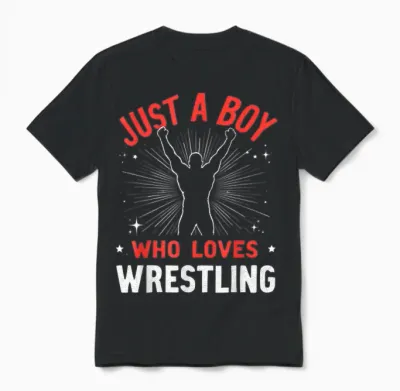 Just a Boy Who Loves Wrestling, Boys & Kids, Wrestler Boy Unisex T-Shirt - Black