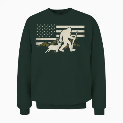 Bigfoot Deer Hunting Usa Flag Deer Hunting Buck Season Unisex Sweatshirt - Forest