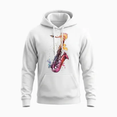 Saxophone Unisex Hoodie - White