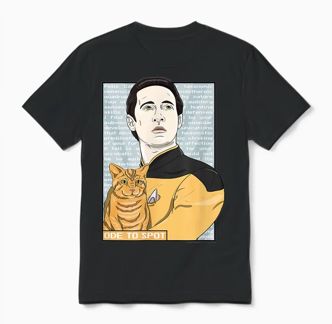 Star Trek: the Next Generation Data Ode to Spot Portrait Unisex T-Shirt in Black