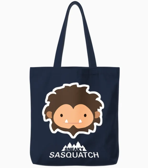 Sneaky Sasquatch Head Tote Bags in Navy