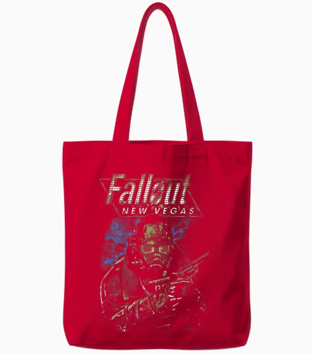 Fallout New Vegas Ranger Vintage Distressed Video Game Tote Bags in Red