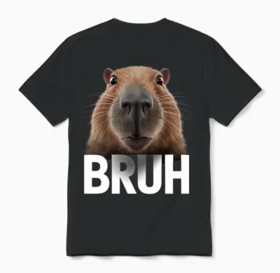Funny Capybara Bruh Unisex T-Shirt - Black