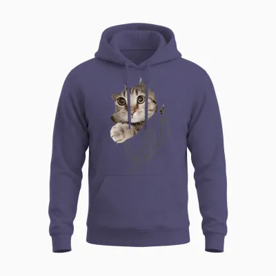 Cute Cat Motif with Beautiful Print T-Shirt, Black Unisex Hoodie - Heather Sport Dark Navy