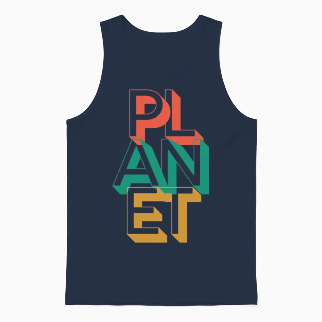Retro Planet Unisex Tank Top in Navy