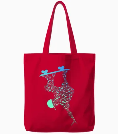 Skateboard Shirts for Boys | Skater Gear Skateboard T-Shirt, Black Tote Bags - Red