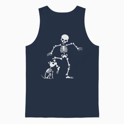 Dog Like Bones Skeleton Unisex Tank Top - Navy