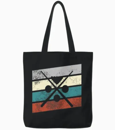 Billiard Retro Tote Bags - Black