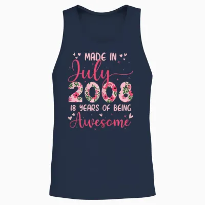 Juillet 2008 Cool Cadeau Anniversaire 18 Ans Pour Filles Unisex Tank Top - Navy