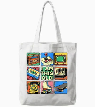 I Am This Old Retro Vintage Nostalgia 80s 90s Cassette Tape Tote Bags - White