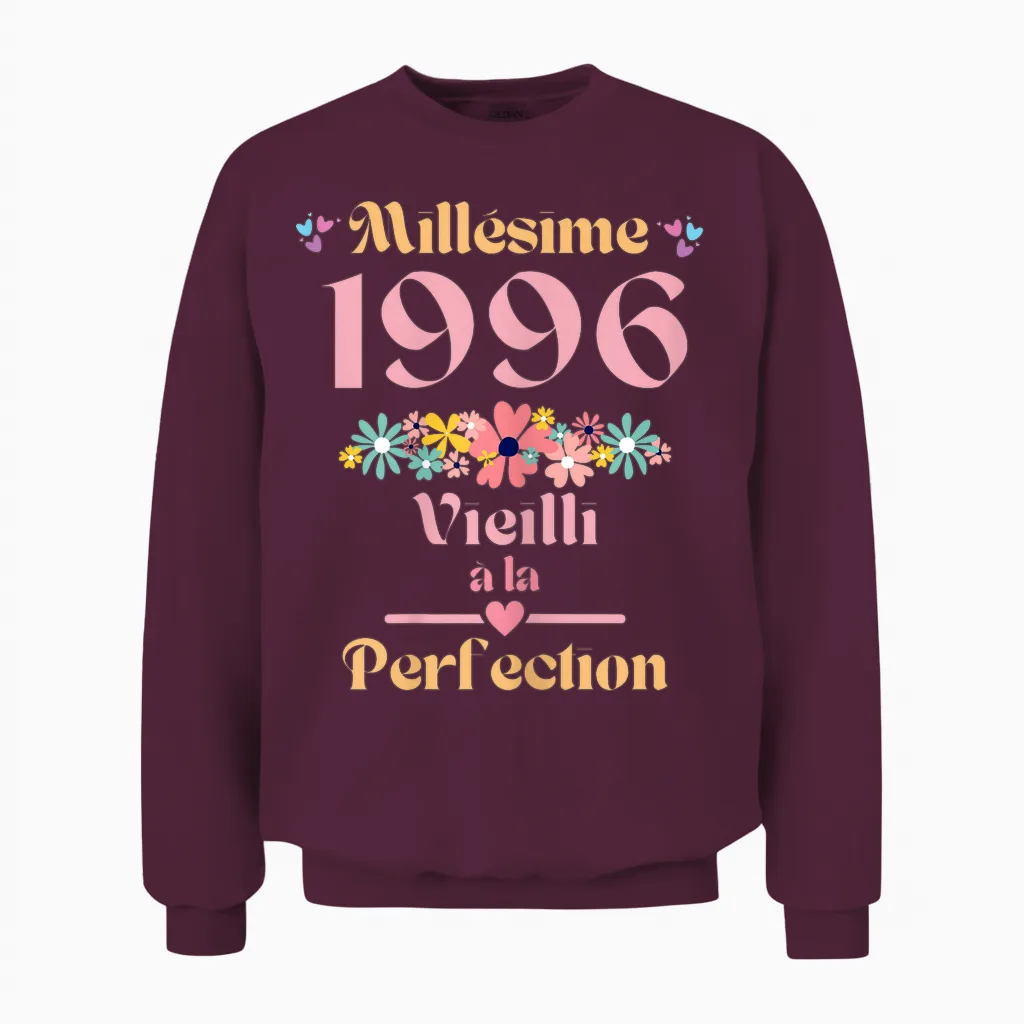 28 Ans Femme 1996 Idée Cadeau Anniversaire Drôle Humour Mama T-Shirt, Black, Female X-Small Unisex Sweatshirt in Maroon