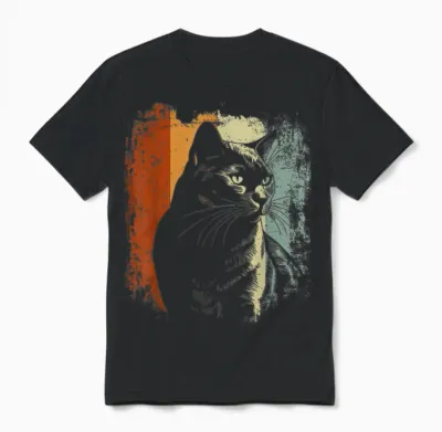 Chartreux Katze Retro Style Unisex T-Shirt - Black