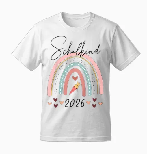 Schulkind 2026 Rainbow School Cone, First Day at School Girls' Unisex T-Shirt - White