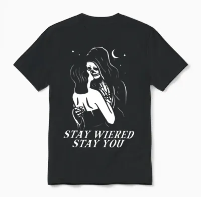 Stay Weird Lazy Halloween Costume Funny Skeleton Unisex T-Shirt - Black
