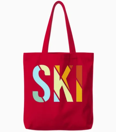 Ski Retro Tote Bags - Red