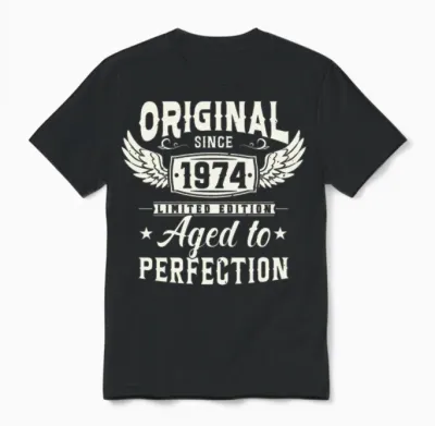 Vintage 1974 Birthday Gift Unisex T-Shirt - Black
