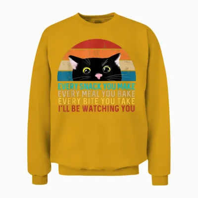 Black Cat Themed Every Snack You Make Retro Peeking Cat Unisex Sweatshirt - Gold