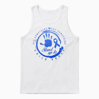 Child Abuse Prevention Month Shirt, Stand Up For Unisex Tank Top - White