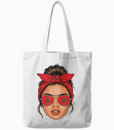 Morocco Roots Flah Moroccan Tote Bags - White
