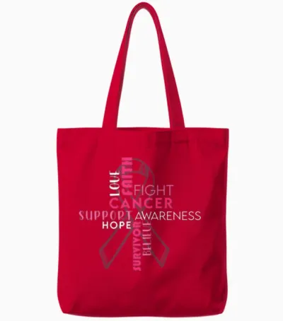 Breast Cancer Awareness Cancer Support Tote Bags - Red