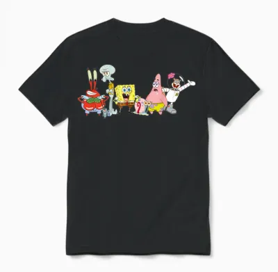 Sponge Bob Cast Group Unisex T-Shirt - Black