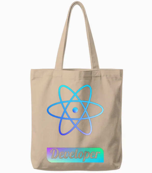 React Developer | Unique Design | Programmer Tote Bags in Natural