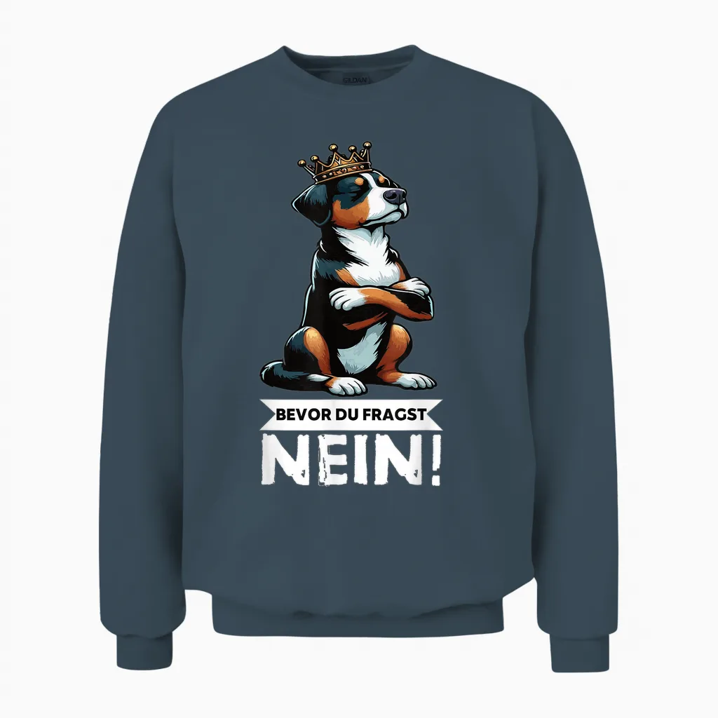 T-Shirt with German Text "bevor Du Fragst Nein Appenzeller Mountain Dog" Mountain Dog Holder Unisex Sweatshirt in Dark Heather