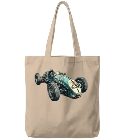 Vintage Retro Race Car Tote Bags - Natural