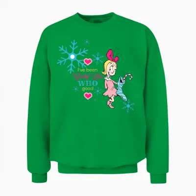 Dr. Seuss Cindy-Lou Who Good Short Sleeve Unisex Sweatshirt - Irish Green