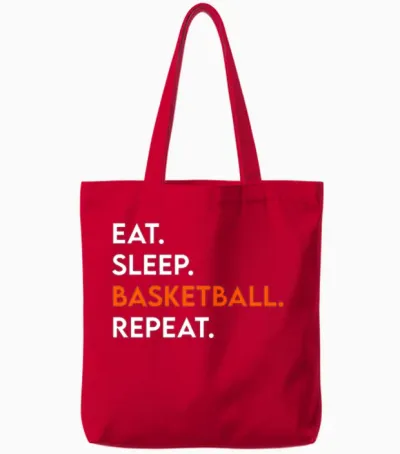 Eat Sleep Basketball Repeat Tote Bags - Red