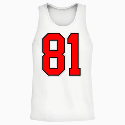 Numéro 81 Red College Sports Team Style Unisex Tank Top - White