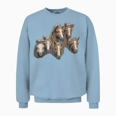 Six Beautiful Horses Unisex Sweatshirt - Light Blue