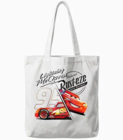 Pixar Cars Lightning Mcqueen Rusteze Tote Bags - White