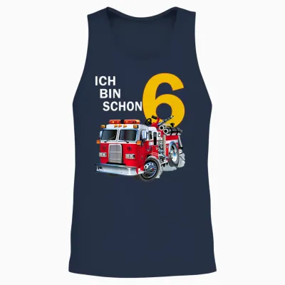 Children's 6th Birthday Boy Gift Idea Outfit Ich Bin Schon 6 T-Shirt, Black Unisex Tank Top - Navy