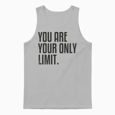 Fitness Backprint Slogan Jogging Training Motivation Sports T-Shirt, Black Unisex Tank Top - Ash