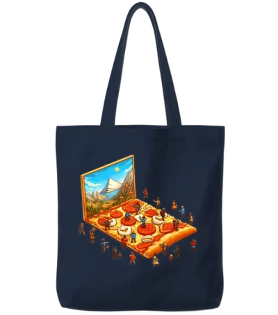Pizza Hiking People Tote Bags - Navy