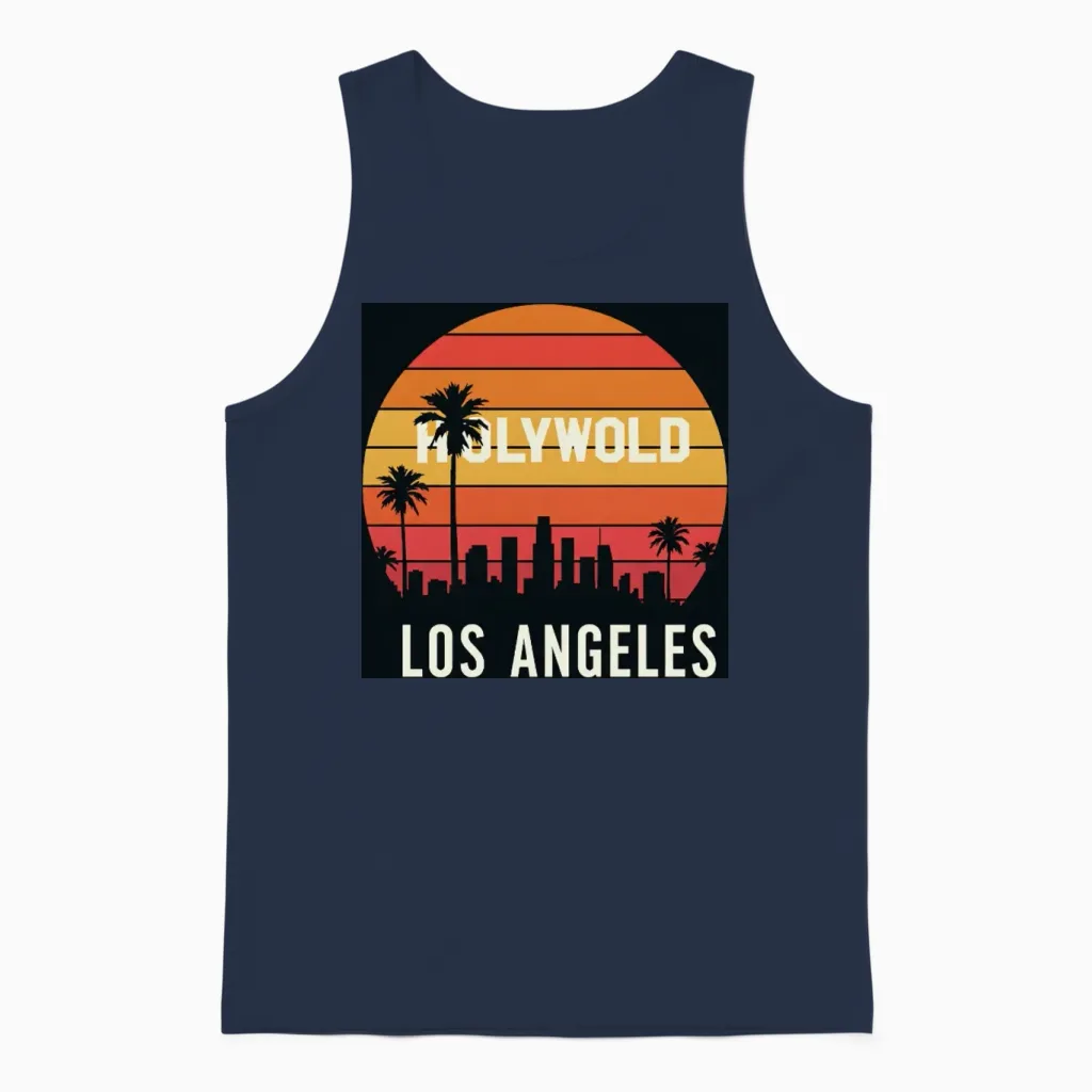 Los Angeles Retro Unisex Tank Top in Navy