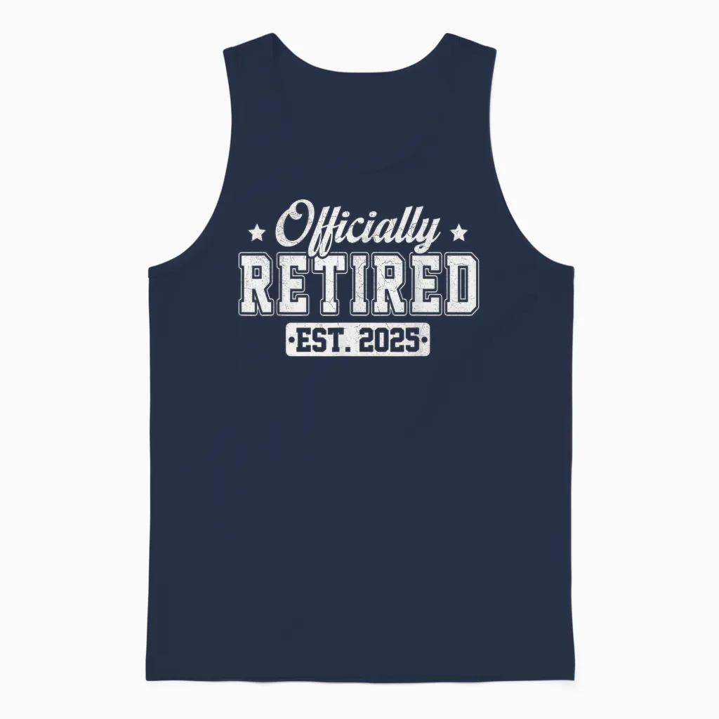 Vintage Officially Retired 2025 Funny Retirement 2025 Humor Unisex Tank Top in Navy