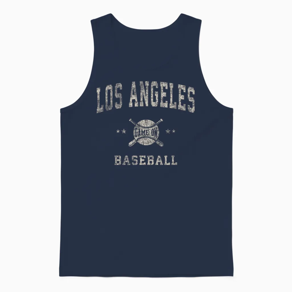 Los Angeles La Vintage Baseball Throwback Retro Design Unisex Tank Top in Navy
