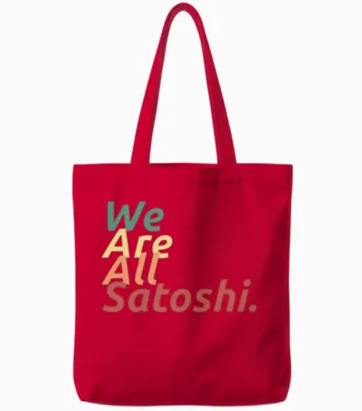 We Are All Satoshi Retro Tote Bags - Red
