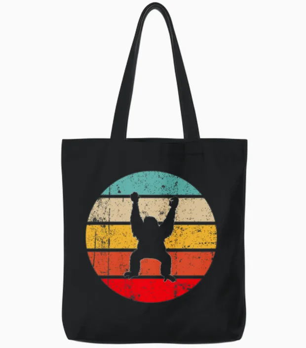 Orangutan Retro Tote Bags in Black