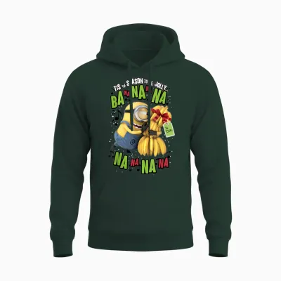 Despicable Me Minion Banana Present Christmas Short Sleeve Unisex Hoodie - Forest