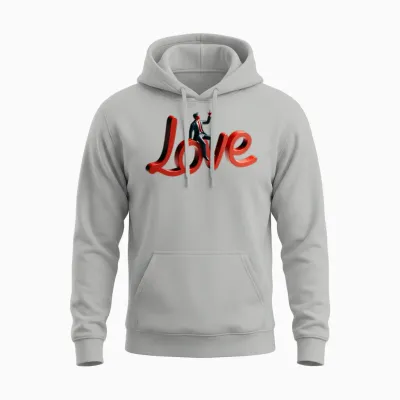 3d Love Typography with Creative Design Unisex Hoodie - Ash