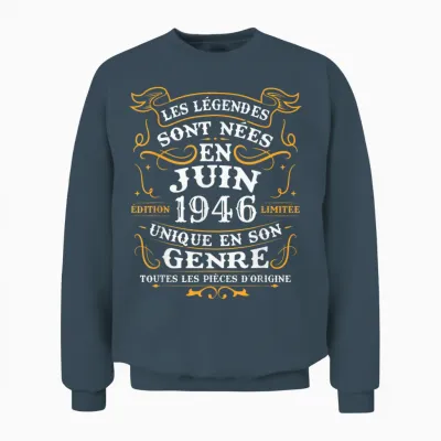 Vintage Cadeau D'anniversaire 80 Ans Nés En Juin 1946 Unisex Sweatshirt - Dark Heather