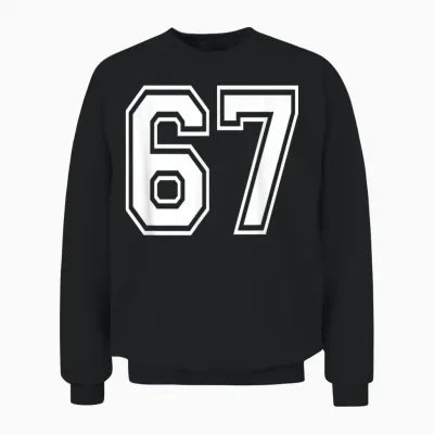 Number 67 Numbered Uniform Sports Jersey Team 67th Birthday Unisex Sweatshirt - Black