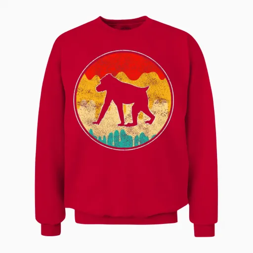 Monkey Retro Unisex Sweatshirt - Red