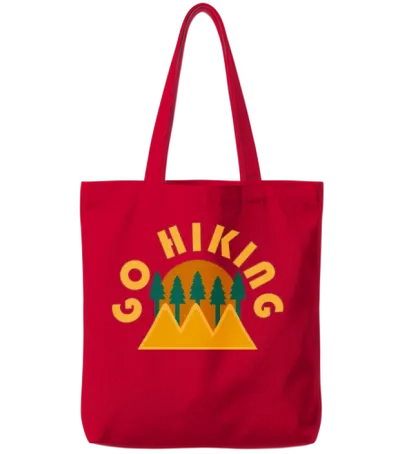 Take a Hike, Hiking Lover, Adventure, Nature. Tote Bags - Red