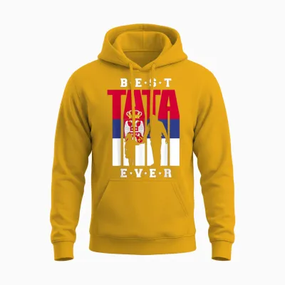 Tata Serbien Flagge Papa Serbischer Vater Mit Tochter Unisex Hoodie - Gold
