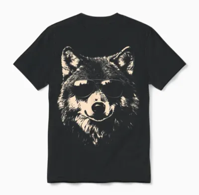 Funny Wolf Cool Rock and Roll Graphic Unisex T-Shirt - Black