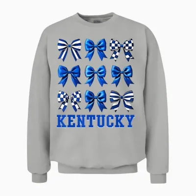 Kentucky Women Toddler Girls Kids Sister Niece Coquette Bow Unisex Sweatshirt - Ash
